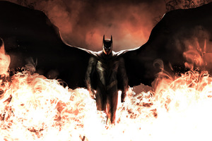 Batman Walking Through Fire Wallpaper