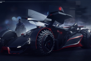 Batman With Batmobile Artwork