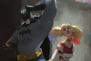 Batman With Little Harley Quinn Wallpaper