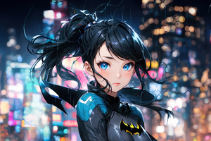 Batwoman Anime Girl 5k (1366x768) Resolution Wallpaper