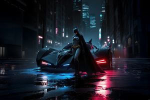 Batwoman With Batmobile (1920x1200) Resolution Wallpaper
