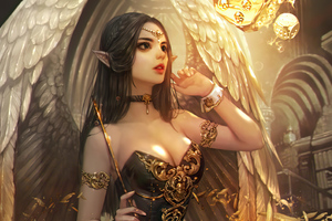Beautiful Elf With Wings (1360x768) Resolution Wallpaper