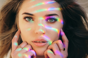 Beautiful Girl Closeup Glowing Eyes 4k (1400x900) Resolution Wallpaper