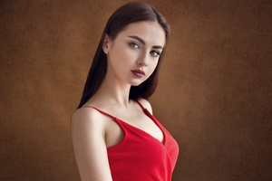 Beautiful Girl In Red Dress Wallpaper