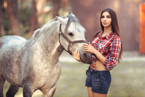 Beautiful Girl With Horse 4k (2560x1024) Resolution Wallpaper