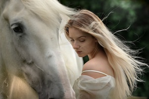 Beautiful Girl With Horse (1920x1200) Resolution Wallpaper