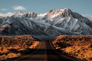 Beautiful Snowy Mountains Road