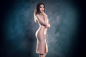 Beautiful Woman In Rose Tone Dress (1920x1200) Resolution Wallpaper