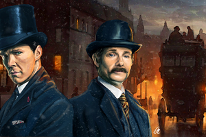 Benedict Cumberbatch And Martin Freeman Sherlock Holmes Artwork 5k (2880x1800) Resolution Wallpaper