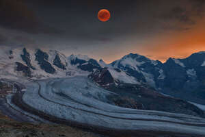 Bernina Mountains And Blood Moon Switzerland (2560x1600) Resolution Wallpaper