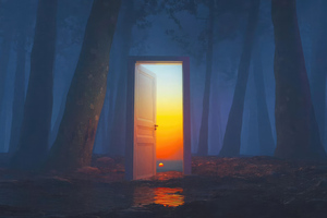 Beyond Closed Doors Hopes Illuminating Path (2048x2048) Resolution Wallpaper