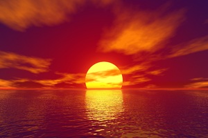 Big Sun Sunset Water Body 4k