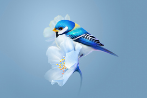 Bird Sitting On Flower (1600x1200) Resolution Wallpaper