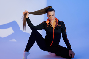 Black And Orange Tracksuit Model Posing (1440x900) Resolution Wallpaper