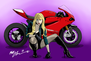 Black Canary WIth Ducati Bike (1600x900) Resolution Wallpaper