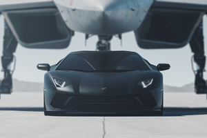 Black Lamborghini Aventador Takeoff (2560x1080) Resolution Wallpaper