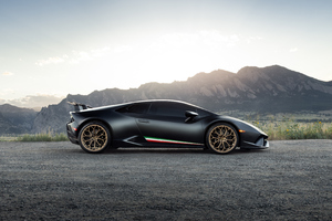 Black Lamborghini Huracan 2020 Side View (2560x1080) Resolution Wallpaper