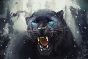 Black Panther Roar Artwork (1366x768) Resolution Wallpaper