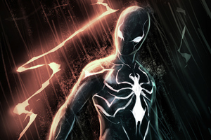 Black Spiderman In Dark 4k (1336x768) Resolution Wallpaper