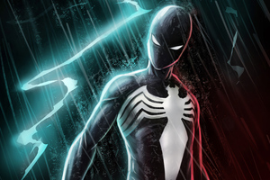 Black Spiderman Lightning 4k