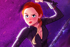 Black Widow Avengers Endgame Cartoon Art 4k (2560x1440) Resolution Wallpaper