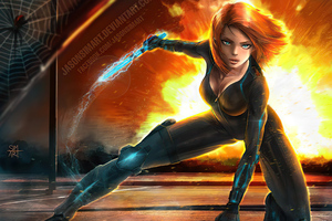 Black Widow In Fight Mode (1280x1024) Resolution Wallpaper