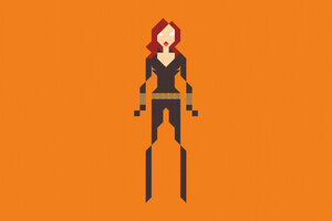Black Widow Pixel Art 5k (1920x1080) Resolution Wallpaper