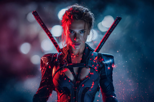 Black Widow Warrior With Katana (2048x1152) Resolution Wallpaper