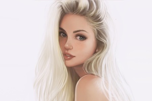 Blonde Woman Portrait Digital Art (2048x1152) Resolution Wallpaper