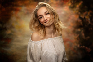 Blonde Young Girl Cute Smiling 5k Wallpaper