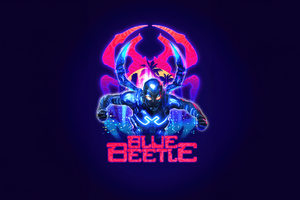 Blue Beetle Illustration 5k Wallpaper