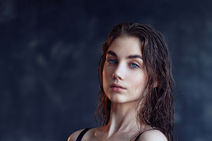Blue Eyes Girl Portrait 5k (1366x768) Resolution Wallpaper