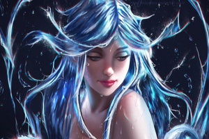 Blue Hair Girl 4k (2932x2932) Resolution Wallpaper