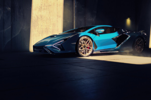 Blue Lamborghini Sian (3840x2400) Resolution Wallpaper