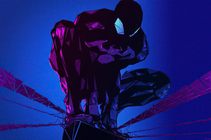 Blue Polygon Spiderman 4k