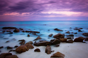 Blue Sea and Purple Sky (2560x1024) Resolution Wallpaper