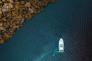 Boat Aerial View From Sky Wallpaper
