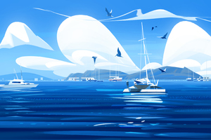 Boat Illustration 4k Wallpaper