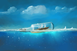 Boat In A Bottle (2560x1440) Resolution Wallpaper