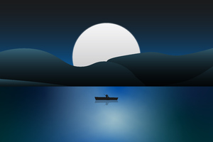 Boat Night In The Lake 8k Wallpaper