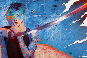 Boy With Sword (2048x2048) Resolution Wallpaper