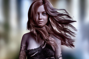 Brown Hair Girl Art (1366x768) Resolution Wallpaper