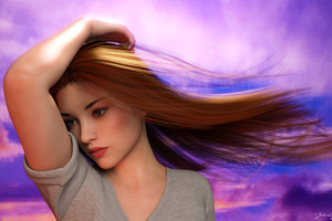 Brown Hair Girl Digital Art (2880x1800) Resolution Wallpaper