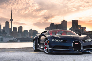 Bugatti Chiron In Toronto Cn Tower (1680x1050) Resolution Wallpaper