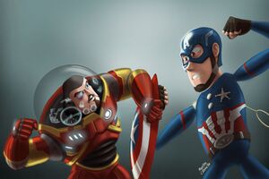 Buzz Lightyear As Iron Man And Sheriff Woody As Captain America (3840x2160) Resolution Wallpaper