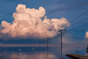 Cable Lines (1360x768) Resolution Wallpaper
