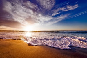 California Ocean Shore Dusk Sunset (2048x2048) Resolution Wallpaper
