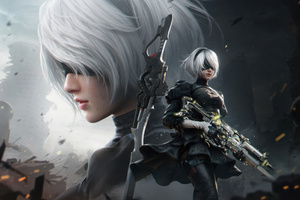 Call Of Duty Mobile X Nier Automata (2560x1080) Resolution Wallpaper