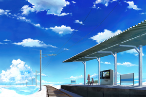 Camus In The Blue Sky Anime Girls (1336x768) Resolution Wallpaper