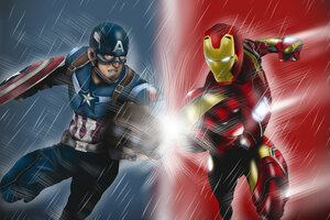 Captain America And Iron Man Artwork 5k
